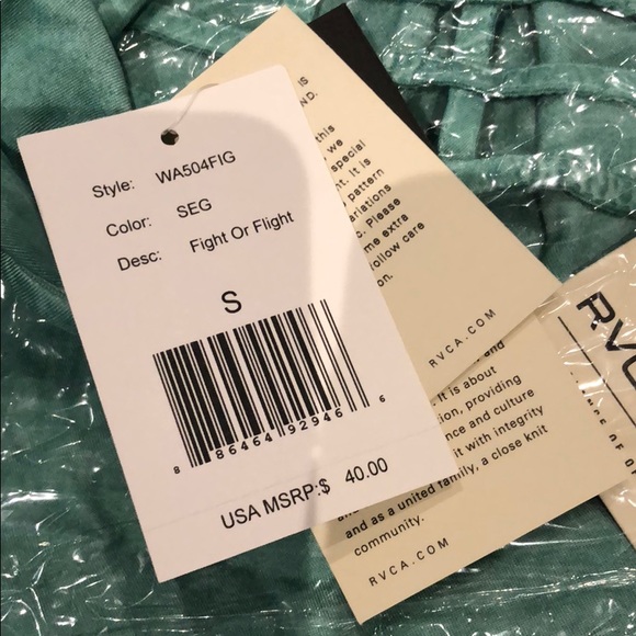 🆕 RVCA FIGHT OR FLIGHT WASHED MINT GREEN TOP - Picture 8 of 8